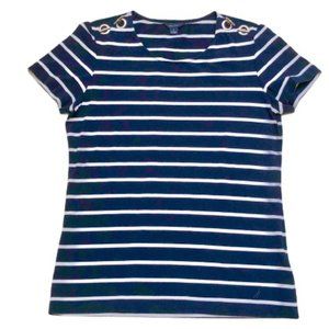 NAUTICA EUC Women's Tee T Shirt Top Navy/White Stripe M